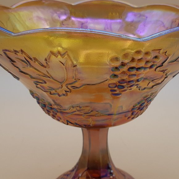 Indiana Glass Company Orange Carnival Compote Serving Dish - Picture 4 of 11